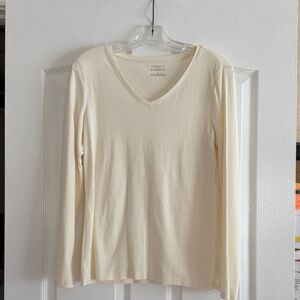 Talbots Women's Long Sleeve V-neck Cream The Talbots Tee